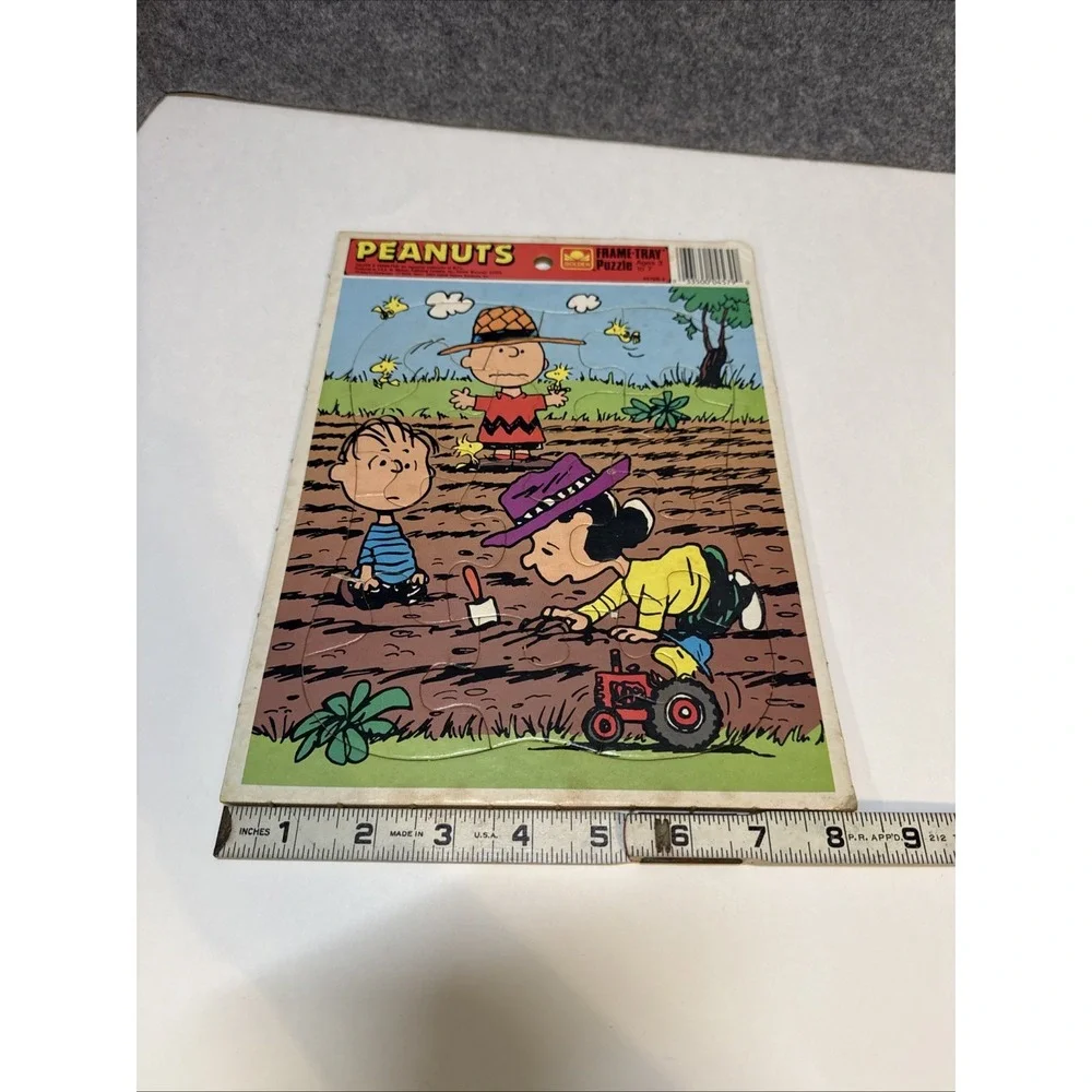 Peanuts Charlie Brown Puzzle Cardboard Frame Tray Vintage